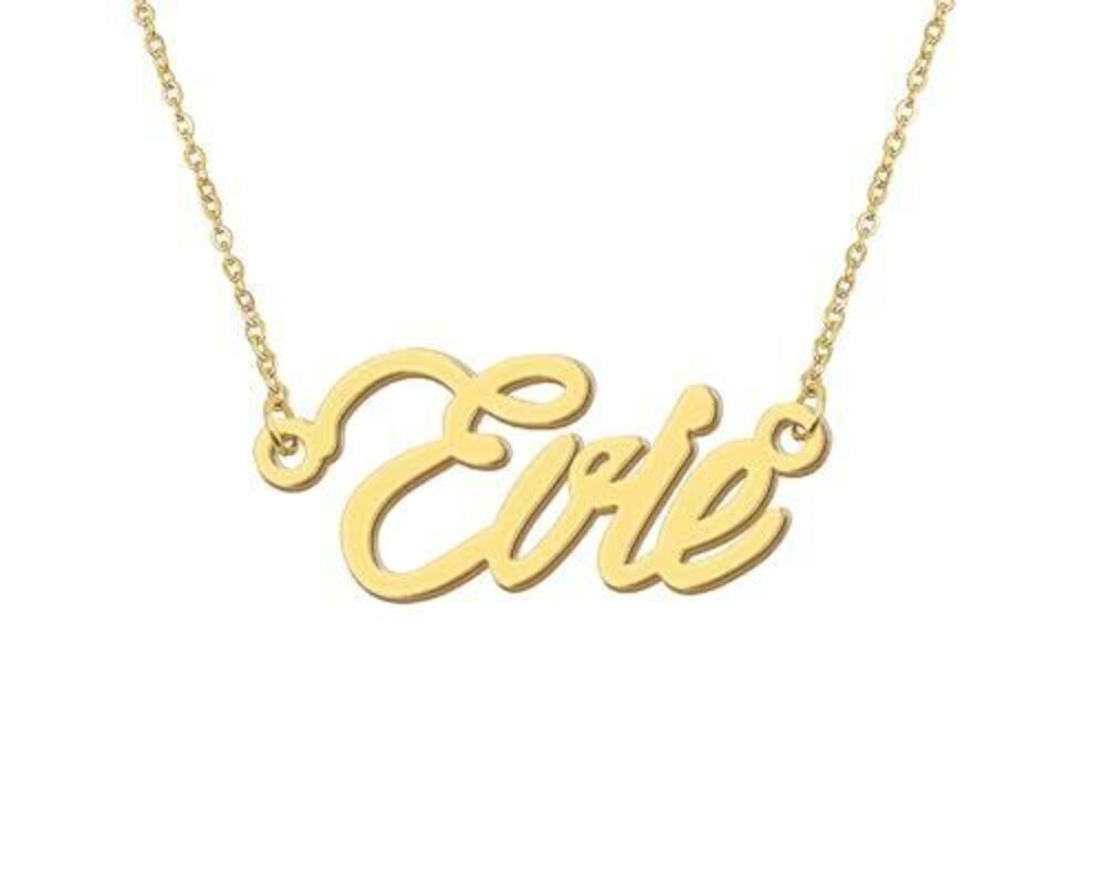 2228 18k Gold Plated Evie Name Necklace Nameplate Initial Necklaced